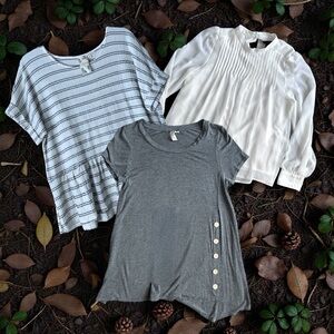 Lot of 3 Tops Business Casual Dressy Going Out Medium Banana Republic Blu Pepper